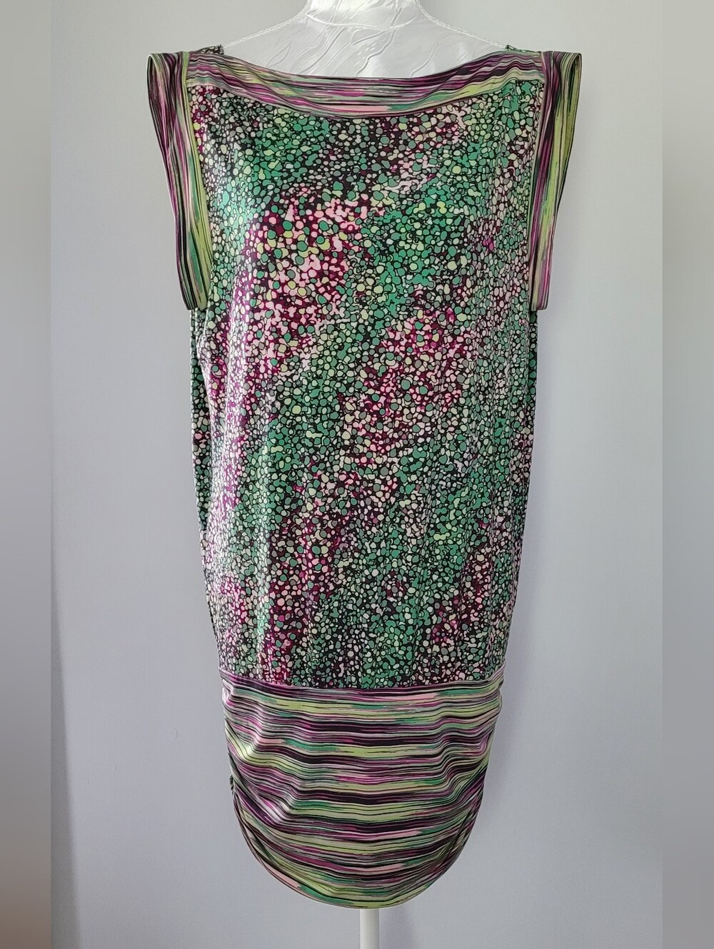 BCBGMaxAzria Green Pink Black Multi-Print Sleeveless Tunic